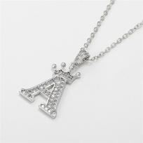 Unisex Fashion Crown A-Z Alphabet Pendant Vintage Chain Necklaces Hip-Hop Style Crystal Zircon Punk AVE A sidabras