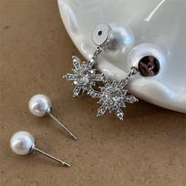 Double-Sided Pearl Snowflake Tassel Earrings: Niche, Light Luxury, Autumn-Winter Design