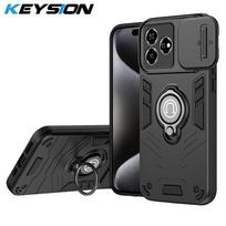 KEYSION Shockproof Armor Case for ZTE Axon 60 Silicone+PC Slide Camera Protection Ring Stand Phone Cover for ZTE Axon 60 Lite for ZTE Axon 60 juoda