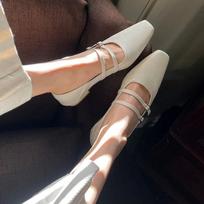 Spring Designer Women Ballet Flats Fashion Elegant Square Toe Belt Buckle Shoes Ladies Comfort Soft Sole Ballerinas Shoes 35 smėlis