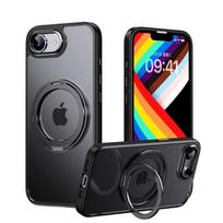 KEYSION Shockproof Transparent Case for MagSafe for iPhone 16e 2025 360° Magnetic Ring Stand Wireless Charging Matte Clear Cover for iPhone 16e juoda