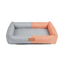 Sponge Pet Pad Linen Fabric Dog House with Zipper Removable Washing Dog Bed Comfortable Breathable Cold Dog Pad 50*40*14cm gray