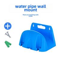 Wall-Mounted Hose Reel with Car Wash Water Gun and Storage Rack blue