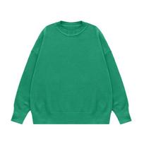 INF Menswear | 2024 Autumn/Winter Dopamine Core-Spun Yarn Loose Knit Sweater – Solid Color, Round Neck L žalia