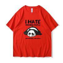 Lazy Panda I Hate Morning People Cartoons Women Clothing Casual All-math Cotton T-Shirts Oversize Breathable  Short Sleeve494 S