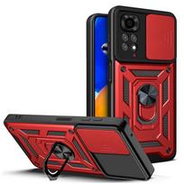 „Xiaomi Redmi Note 11 Pro 5G Case Slide Camera Lens Protect“ telefono dėklas, skirtas „Redmi Note 11 11S“ magnetinio laikiklio šarvai, galinis dangtelis For Redmi Note 11 raudona