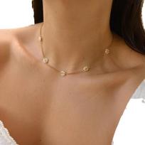 1PC titanium steel woven flower pearl necklace handmade beaded chain collarbone chain necklace jewelry girl auksas