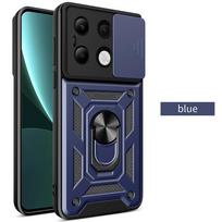 Slystanti objektyvo kamera apsauginis dėklas Xiaomi Redmi Note 13 4G dėklas Xiaomi Redmi Note 13 Pro Plus šarvuotas dėklas su žiedu-laikikliu for Redmi Note 13 4G mėlyna
