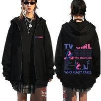 Men Women TV Girl Who Really Cares Graphic Print Zipper Hoodie Fashion Casual Oversized Jacket Fleece Long Sleeve Sweatshirts S