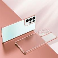 Luxury Plating Transparent Case For Samsung Galaxy S23 S22 Ultra Plus S21 Fe A53 A33 Clear Silicone Cover S 23 22 21 S23ultra A33 (4G 5G) sidabras
