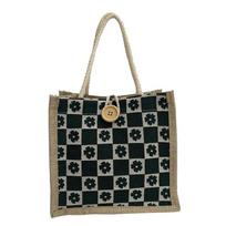 Women's Bag Flower Tide Network Red Fashion Button Portable Simple Bento Bag Canvas Small Bag Floral Bag žalia