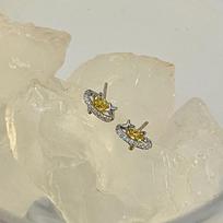 Sweet Love Planet Earrings Planet Earrings Star Earrings Small Yellow Diamond Heart-shaped Earrings