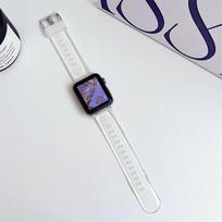 Jelly Transparent Strap for Apple Watch S10-Silicone Glacier Sports Replacement Watch Band for iWatch 10/9/8/7/6/5/4/3/2/1/Se/Ultra/Ultra2 49mm 46mm S10- 42mm skaidri