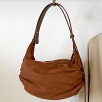 Women's faux suede hobo bags designer luxury bags and bags new fashionable simple zipper pleated shoulder crossbody