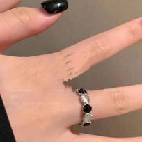 Contrasting color opal star ring, women's ins tide fashion personality couple index finger ring, niche temperament versatile ring