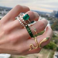 6Pcs/Set Luxury Green  Snake Rings For Women Vintage  Jewelry One Size