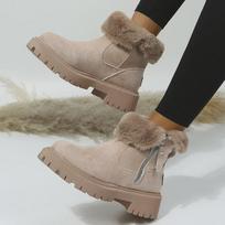 2023 Women's Trendy Mid-Tube Snow Boots with Plush Velvet Warm Lining 42 abrikosas