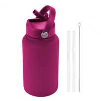 Sport Water Bottle Portable Sport Bottle Stainless Steel Sports Water Bottle with Straw Brush 650ml Portable Vacuum for Outdoor 650ml rožinė raudona spalva