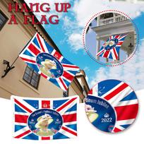 Platina-m Jubile-e Flag,GB Unio-n Jack 70 Years Jubile-e Decorations 2022, vėliava su He-r Majest-y The 2022 One Size