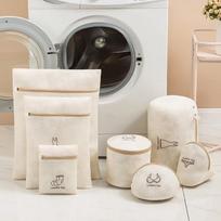 Laundry Bag Set Washing Machine Dirty Clothes Storage Basket  Anti Deformation Bra Storage Bag Thickened Embroidered Mesh Sack black