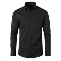 Four-sided Elastic Shirt Men's Solid Color Anti-wrinkle Non-iron Men's Shirt Long-sleeved Business Casual Men's Clothing XXXL geltona