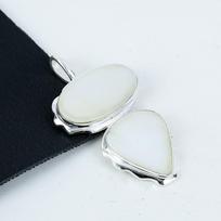 Natural Mother Of Pearl Gemstone Silver Pendant in 925 Sterling Silver- Handmade Design, Everyday Wear Jewelry, Unique Pendant Engagement Gifts 2.75" balta