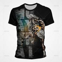 Summer Round Neck 3D Thai Boxing Printed Top Fashionable Casual Short Sleeved Men's T-shirts XS