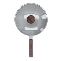 Frying Pan Large Capacity Even Heat Long Handle 30cm Household Cooking Pot with Lid for Home L