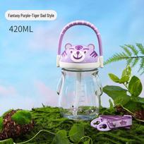 Tritan Plastic Tiger Straw Cup for Kids - Large Capacity, Cute Design 401-500ml