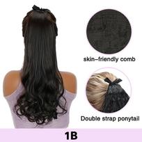 MISS WIG Synthetic Double straps Long Curly Wavy Clip In Ponytail Extension High Temperature Hair For Women Wear 50cm