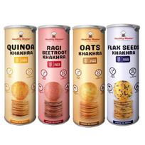 HEALTHY MASTER Vision to serve healthy Khakhra Combo (Quinoa Khakhra 150G,Beetroot Khakhra 150G,Flaxeseed Khakhra 150G,Oats Khakhra 150G) - 600Gm