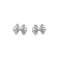 Korean Version of Lace Pearl Bow Earrings for Women with Fresh Temperament High-end Niche Earrings