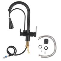 Hot and Cold Water Mixer Tap Stainless Steel Swiveling Pull Down Kitchen Sink Faucet with Water juoda
