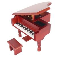 Wooden Music Box Piano Style Easy Operation Gold Plated Movement Clockwork Music Box for Home Car