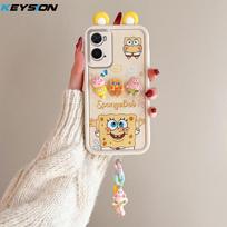 KEYSION Cute Ear 3D Cartoon Case for OPPO A96 A76 with Bracelet Soft Silicone Shockproof Phone Back Cover for OPPO Realme 9i for OPPO A96