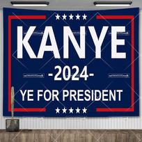 KANYE 2024 Flag Kanye West Banner Tapestry Funny Meme Wall Hanging Tapestry Aesthetic Room Decor Tapestries Outdoor Decoration 95x73cm