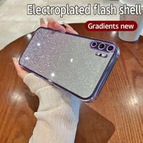 For Samsung Galaxy Note 10+ Case Samsung SM-N975F SM-N975U Phone Case Shiny Glitter Plating Silicone Camera Lens Soft Back Cover Galaxy Note10Plus gray
