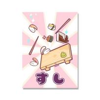 Japanese Kawaii Ramen Sushi Ball Kitchen Decoration Wall Picture Noodles Canvas Art Painting Posters and Prints Food for Kids No Frame 21*30cm No Frame