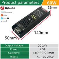 DC 24V LED maitinimo šaltinis pritemdymo transformatorius AC175-265V Tuya Zigbee3.0 palaiko Alexa Gooogle valdymą balsu programėle CCT LED juostai 60W