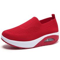 Temu Xiyin Women'S Casual Sports Air Cushion Mother Shoes Rocking Shoes Single Shoes Non-Slip Fly-Woven Women'S Shoes 35 raudona