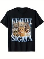 EWH Unisex Women What The Sigma Funny Meme Cat For Cat Lovers TShirt S