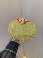 Tassel Rhinestone Clutch: Elegant Evening Bag for Banquets & Events auksas