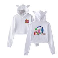 Sexy Women R.E.P.O Cartoon Print Cropped Sweatshirts Oversize Loose Harajuku Pullovers Korean Casual Tops XS balta