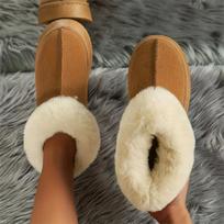 Rimocy Faux Fur Winter Boots for Women Non Slip Plush Snow Boots Woman Thick Bottom Warm Cotton Shoes Platform Botas Mujer 36 ruda