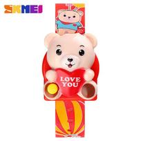 Three-dimensional bear doll cartoon China ordinary domestic button-type pin buckle children's electronic watch raudona