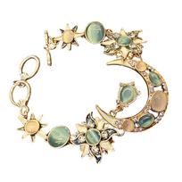 Elegant Sun Moon Star Shape Bracelet Featuring Natural Rhinestones Opal in Bohemian Style for Daily Wear Dates Parties 2 beige