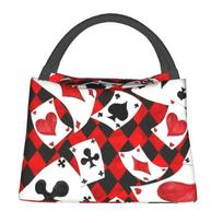 Cool Poker Playing Cards Pattern Lunch Boxes Gambling Card Game Thermal Cooler Food Insulated Lunch Bag Office Pinic Container 28x17x16CM smėlis