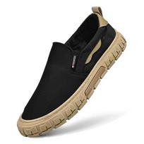 Men's Canvas Sneakers Ice Silk Men Loafers Lazy Shoes Breathable Non-slip Flat Comfortable Outdoor Walking Sneaker Tenis Hombres 39 juoda