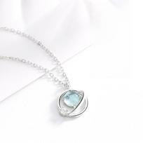 Dream Planet Blue Glazed Crystal Necklace Japan and Korea Small Fresh ins Wind Clavicle Chain Pendant