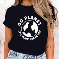 (Premium T-shirt)Funny Protect The Ocean Go Planet It'S Your Earth Day Printed Shirt Women'S Casual Personality T-Shirt Tops M juoda